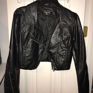 Bebe Faux Leather Cropped Jacket